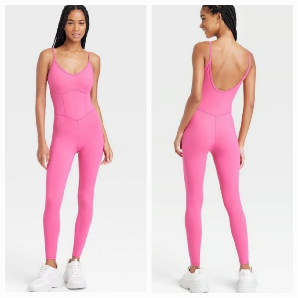 JoyLab Women's Standard Fit Corset Bodysuit ~ Pink XS